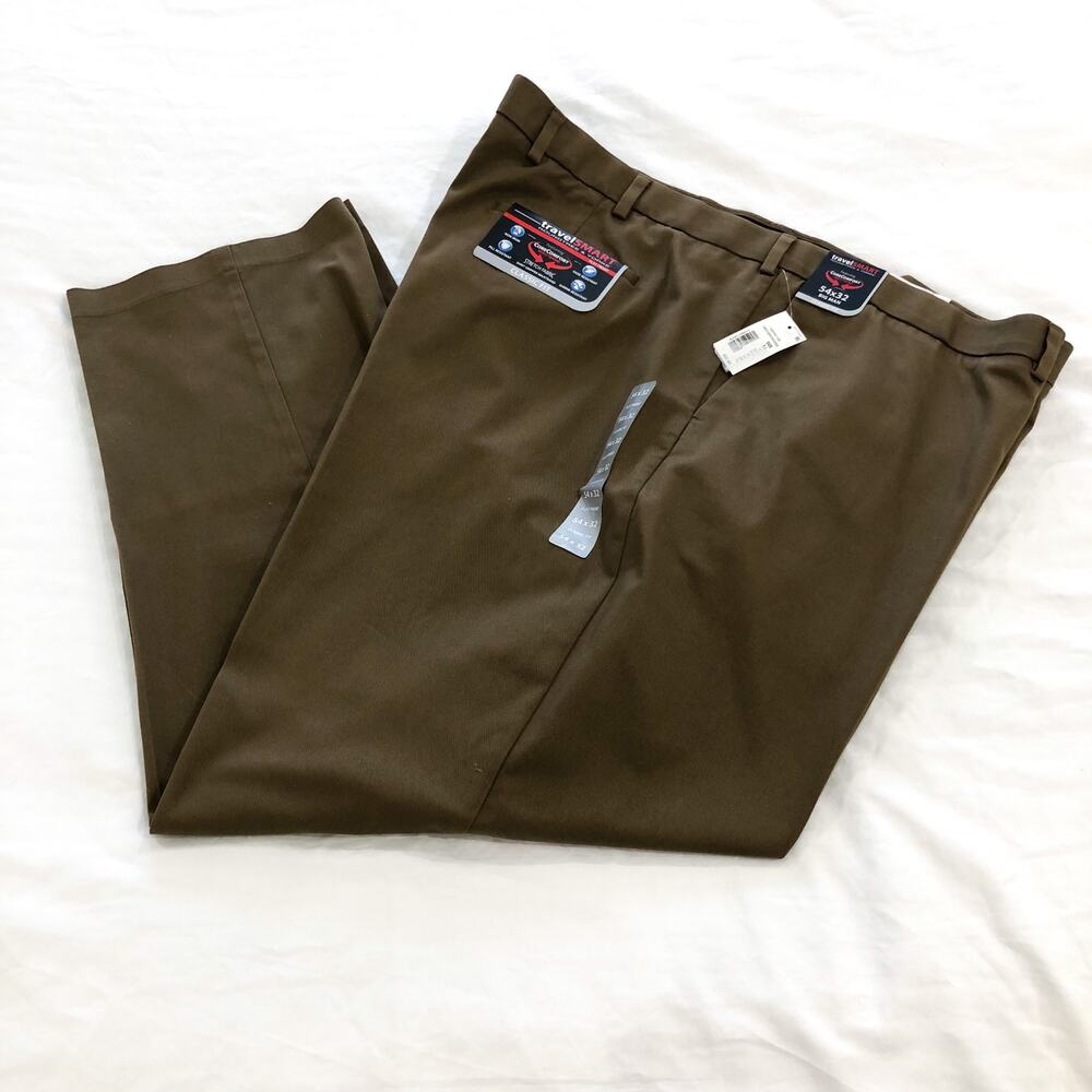 Roundtree & Yorke TravelSmart CoreComfort Flat Front Classic Fit Chino Pants - Picture 6 of 7